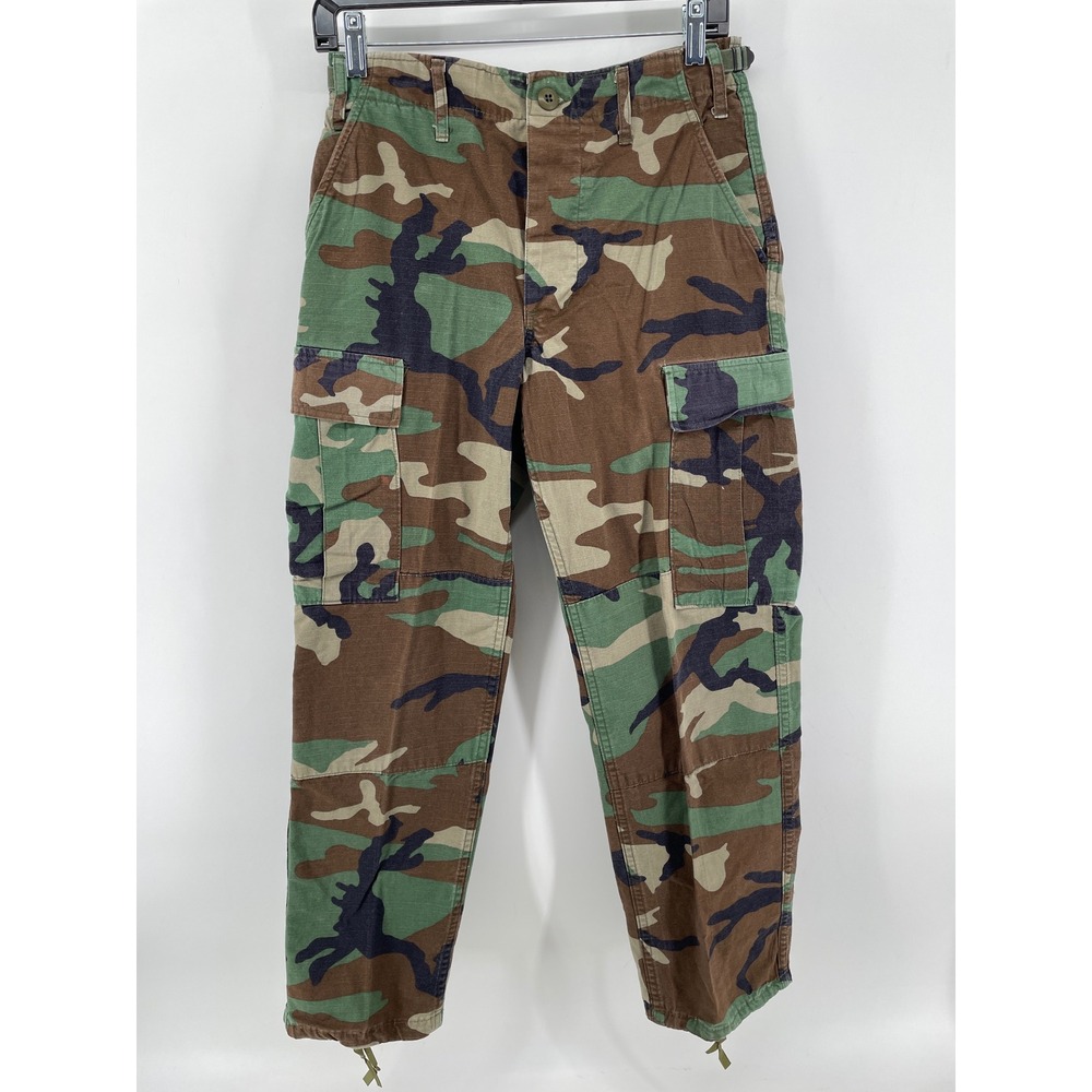 US Military Cargo Pants Mens Small Short Camo Woodland Ripstop BDU Fatigues